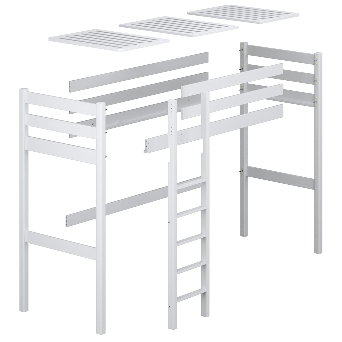Loft bed clear pine wooden – dimensions and diagram, Nizio