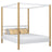 Double bed with canopy white and oak – wooden slatted frame and slats, Nizio