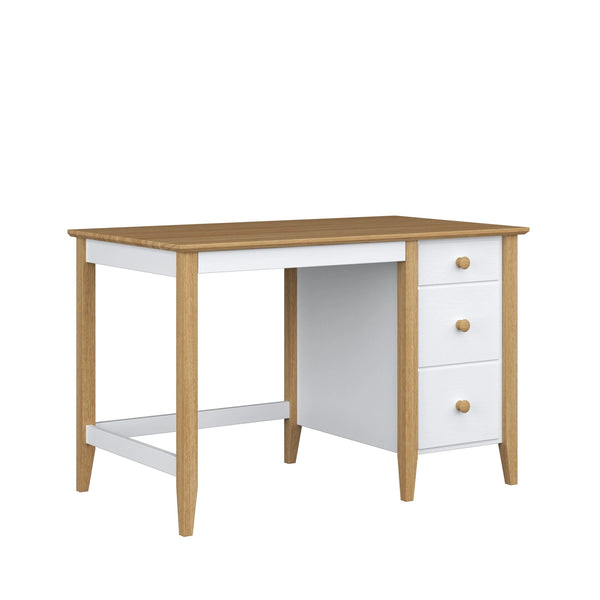 Desk with 3 drawers wooden white with oak – office and youth room, scandi
