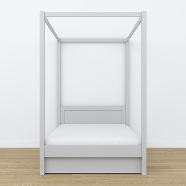 Bed grey with canopy – open drawer, wooden, Nizio Home