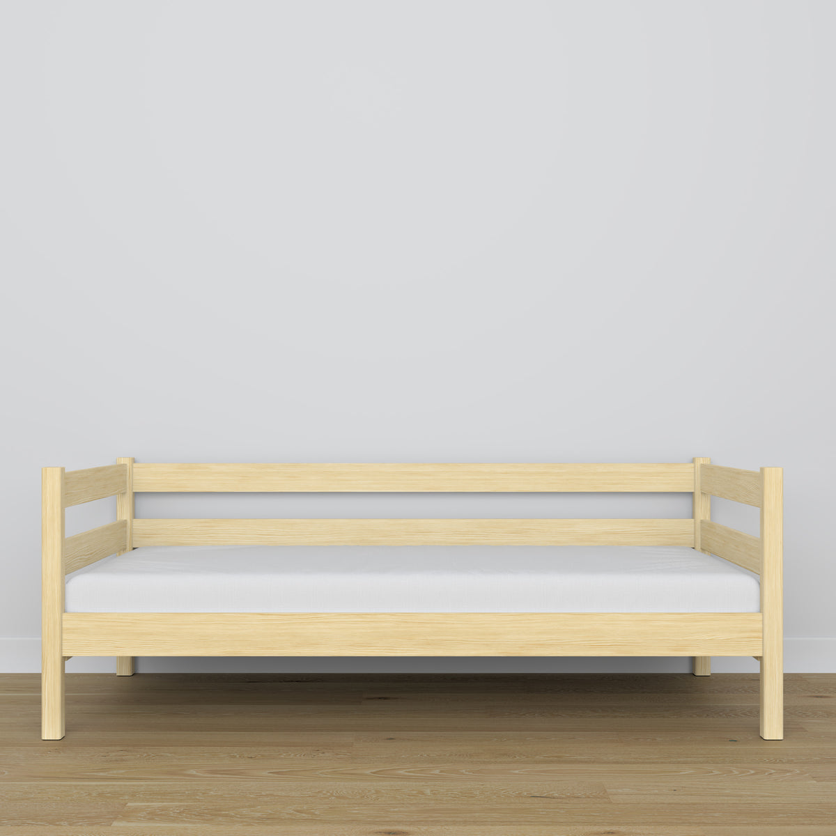 Łóżko sofa drewniane sosna bezbarwna – detale drewna i złączeń, Nizio Home