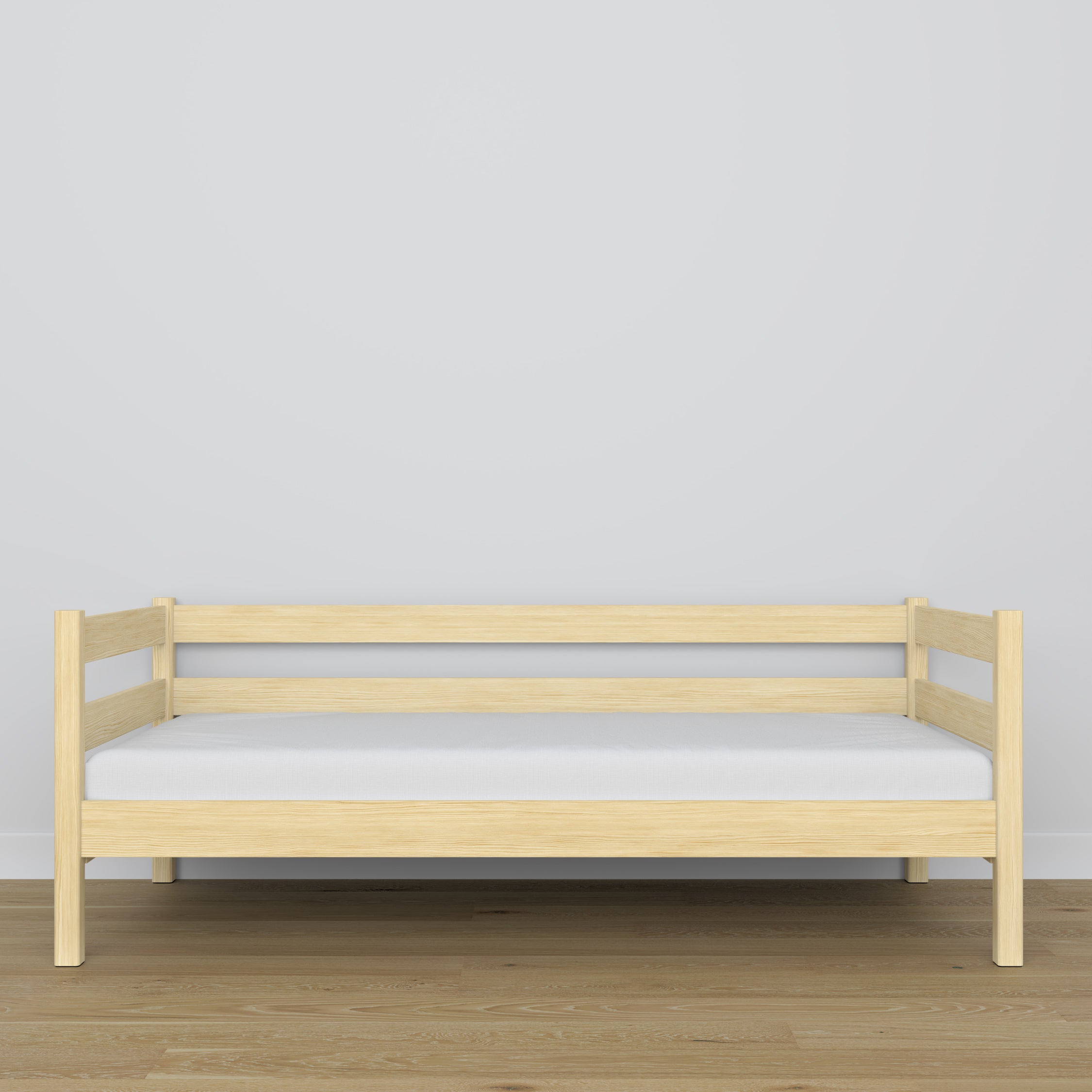 Łóżko sofa drewniane sosna bezbarwna – detale drewna i złączeń, Nizio Home