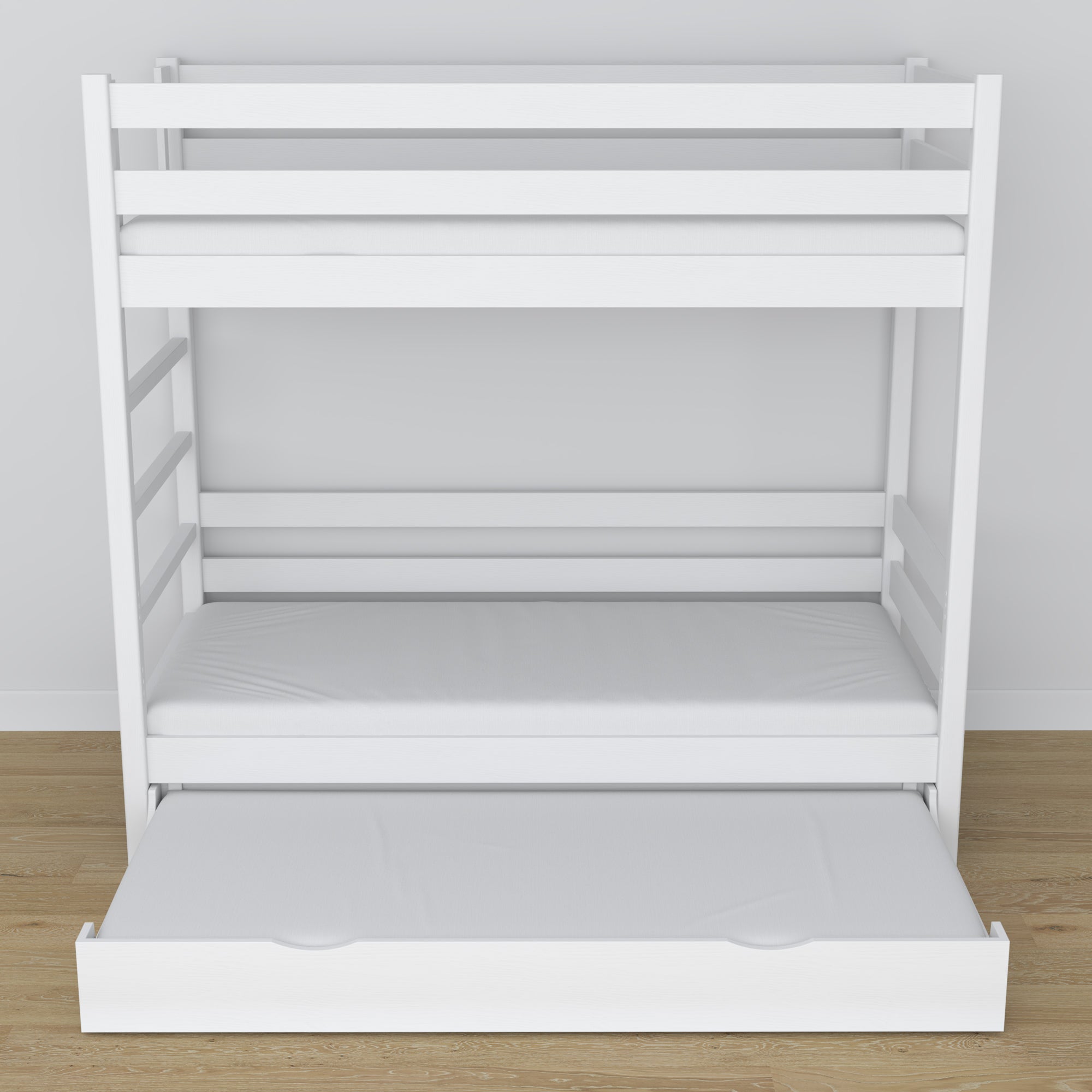 White Wooden Bunk Bed – Dimensions and Diagram with Mattress Drawer