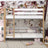 White and Oak Bunk Bed – Wooden Ladder and Safety Rail, Nizio Home