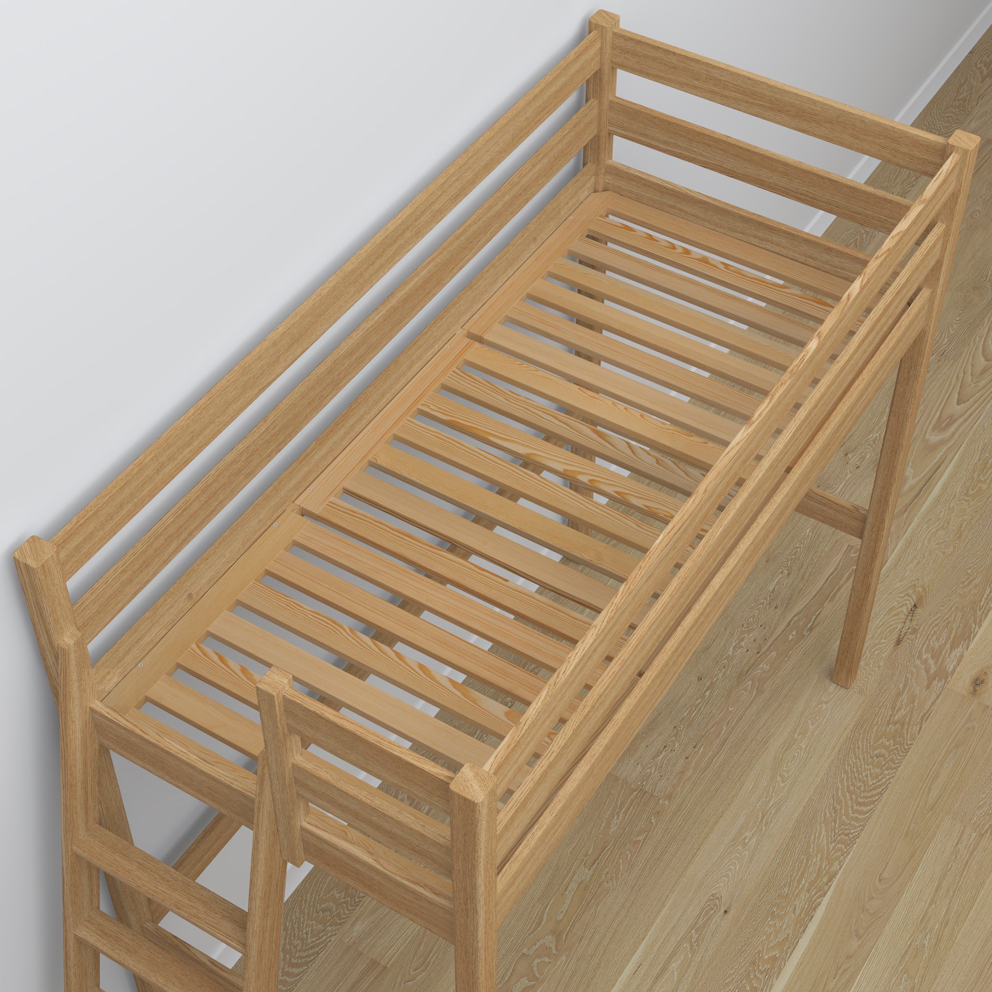 Oak Loft Bed with Desk Natural Oak – Ladder and Joint Details