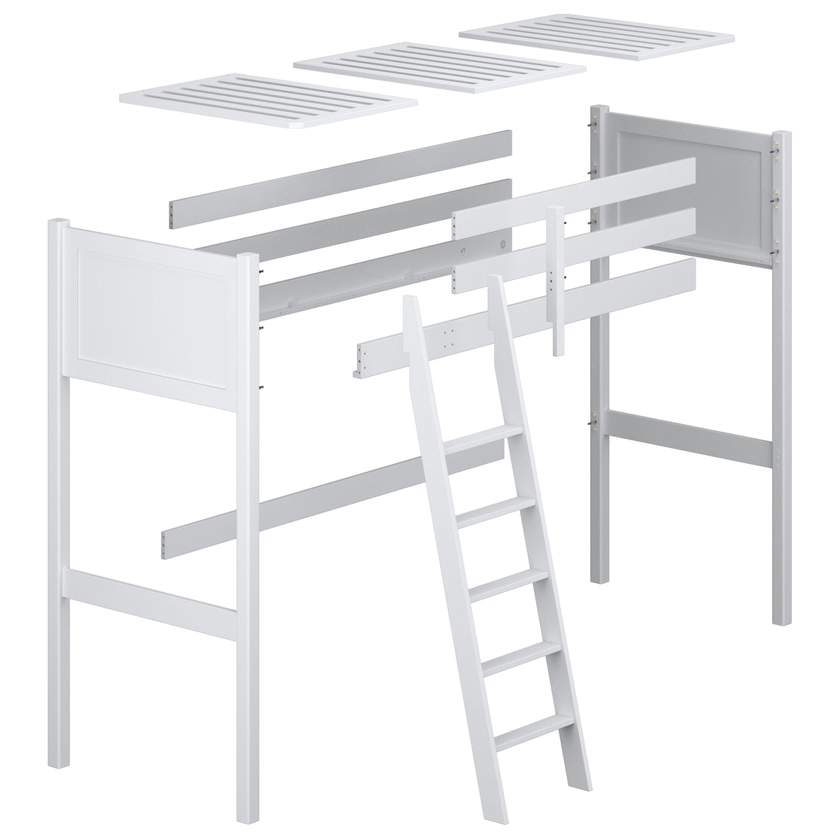 White and Oak Wooden Loft Bed – Children’s Room Proportions, Nizio