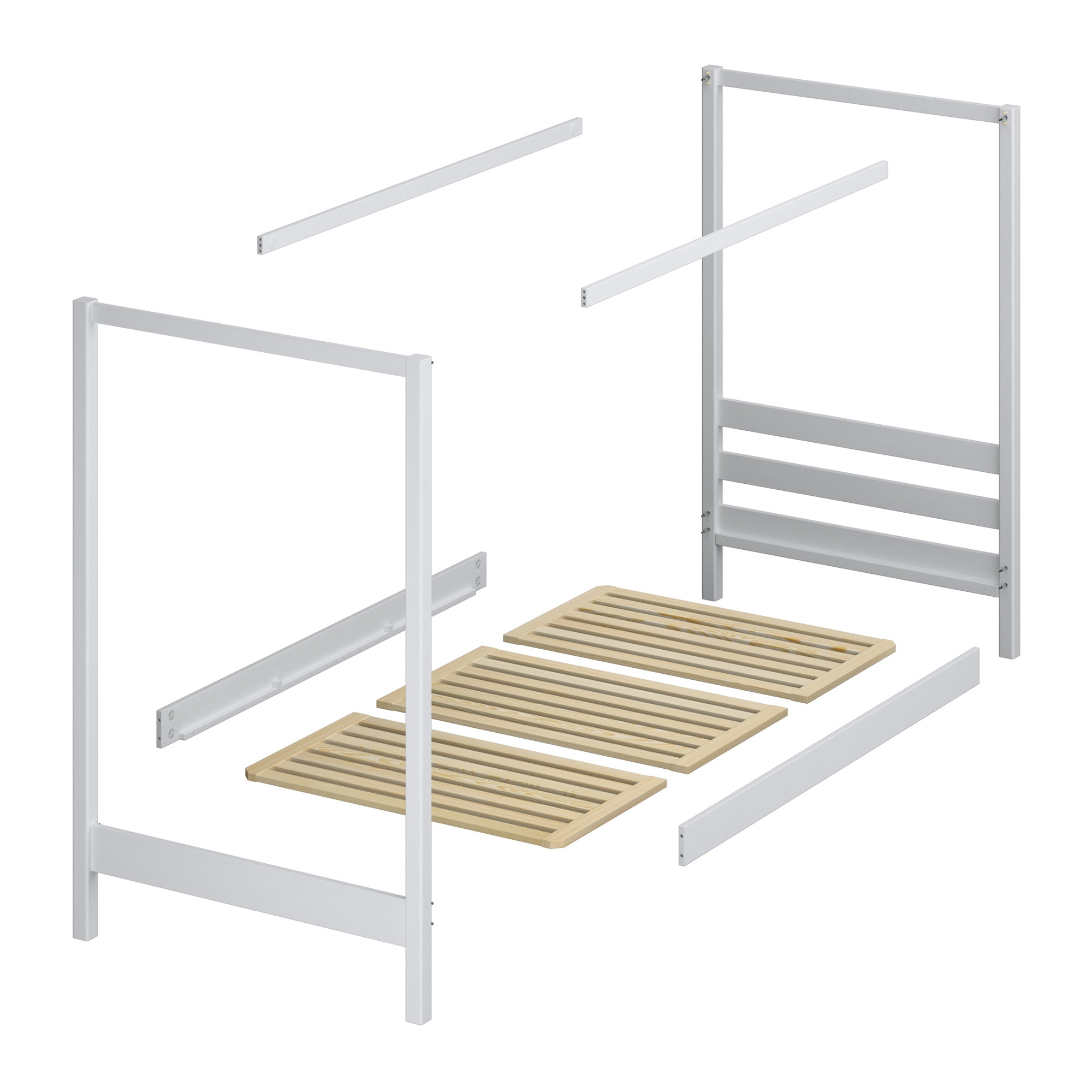 Canopy bed with drawer for mattress natural oak made of oak – dimensions, Nizio