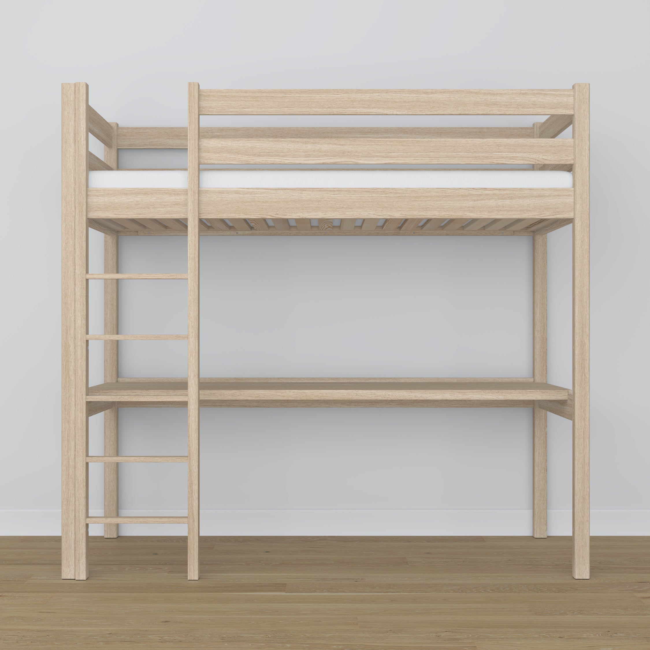 Oak Loft Bed with Desk Bleached Oak – Ladder and Joint Details