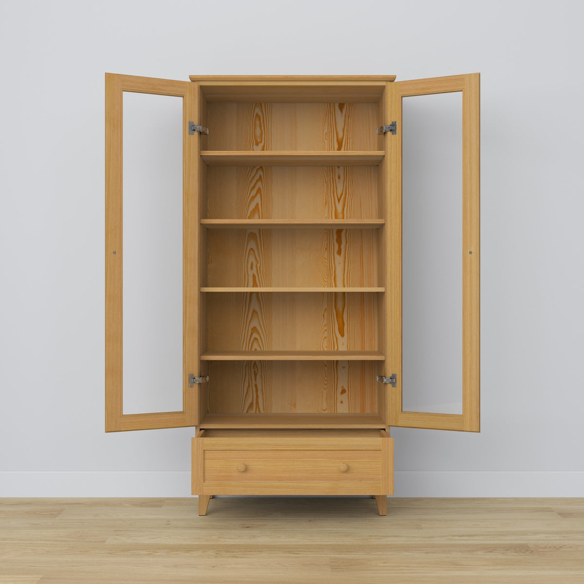 Display cabinet 1S pine natural pine in living room – Scandinavian arrangement, Nizio