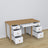 Desk 6S wooden white with oak – open drawers, document storage compartments