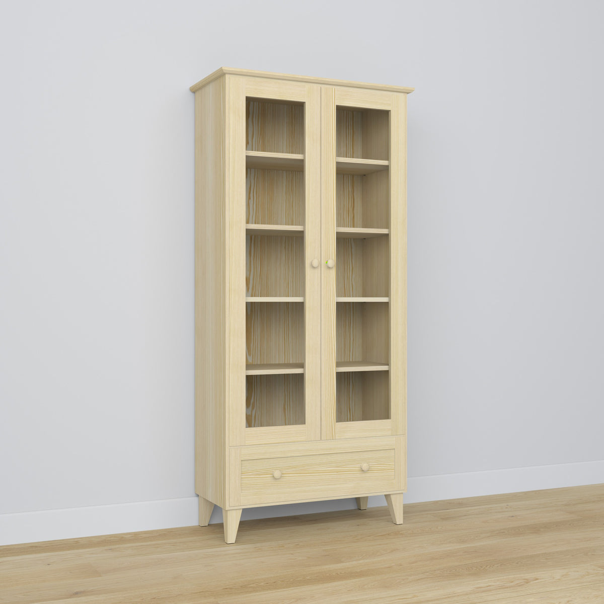 Display cabinet 1S pine clear pine in living room – Scandinavian arrangement, Nizio