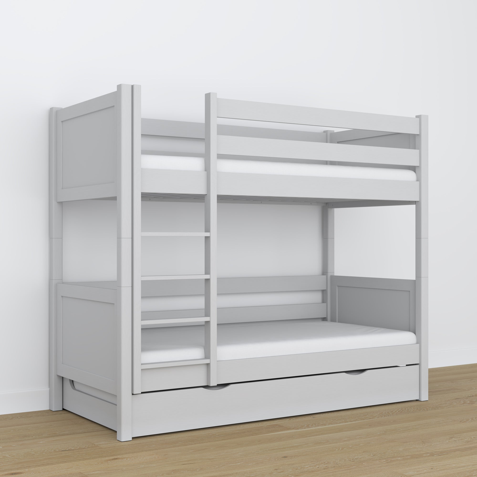 Grey Wooden Bunk Bed – Interior of Mattress Drawer, Children’s Room