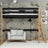 Loft bed black/oak – wooden ladder and safety rail, Nizio Home