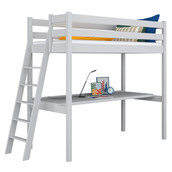 Grey Wooden Loft Bed with Desk – Children’s Room, Scandi Nizio