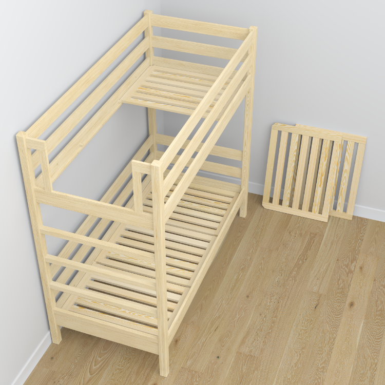 Clear Pine Wooden Bunk Bed with Drawer – Scandi Children’s Room Arrangement