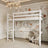 White Wooden Loft Bed – Free Space Under the Sleeping Area, Nizio
