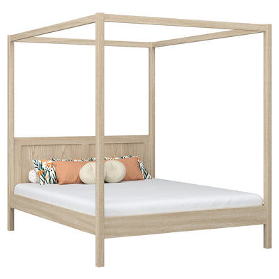 Oak double bed with canopy bleached oak – bedroom, Scandinavian style