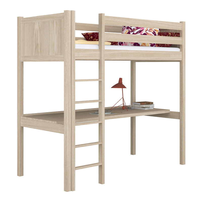 Oak Loft Bed with Desk Bleached Oak – Children’s Room, Scandi Nizio