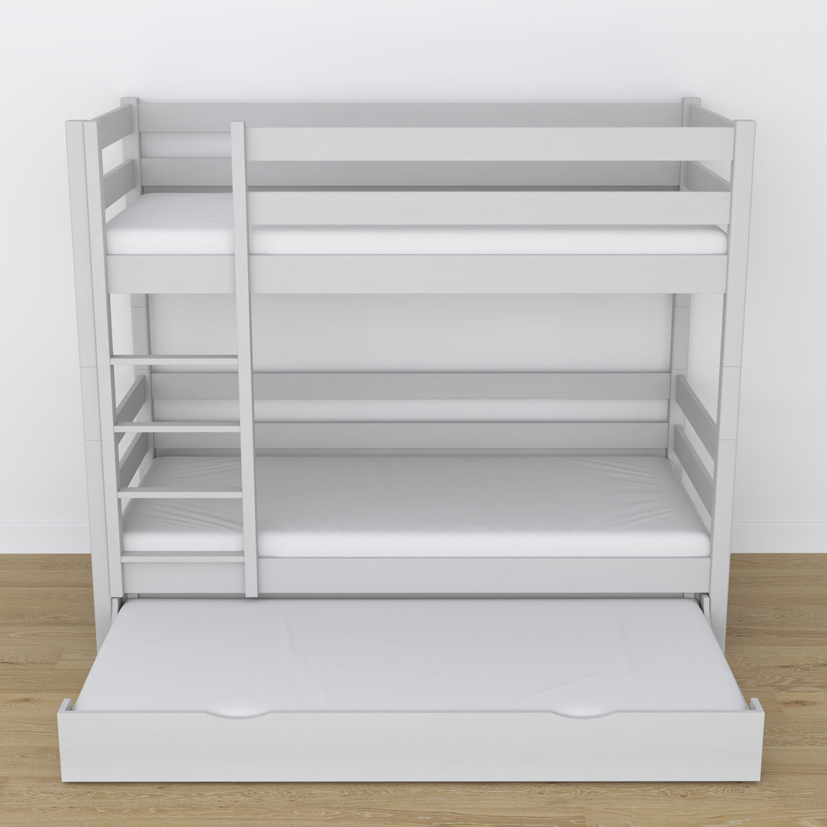 Grey Wooden Bunk Bed – Dimensions and Diagram with Mattress Drawer