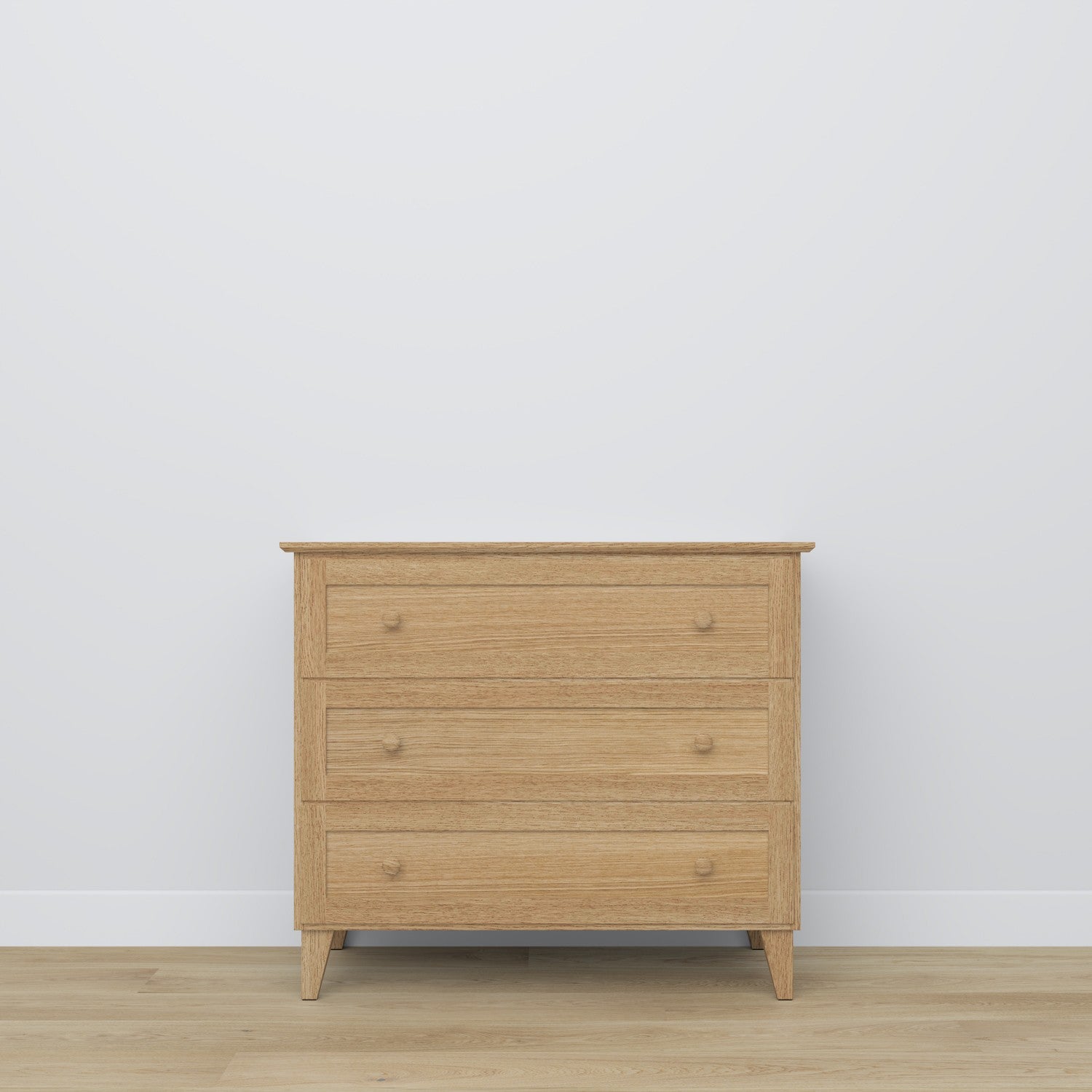 Komoda 3S dębowe dąb naturalny 105 cm w sypialni – aranżacja skandynawska