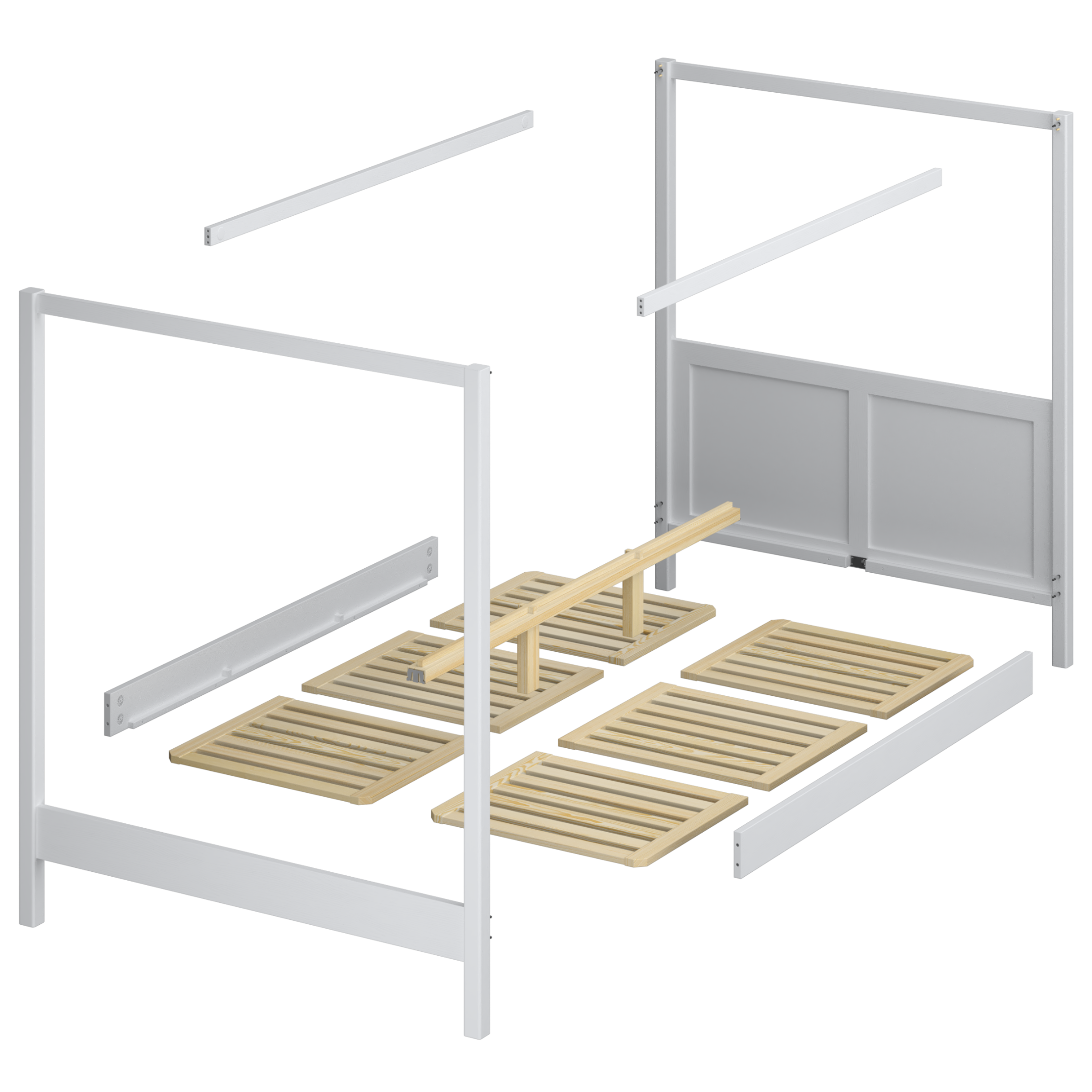 Wooden clear pine canopy bed – wood details, premium quality, Nizio