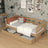 Sofa bed natural oak with drawer – spacious storage, oak, Nizio