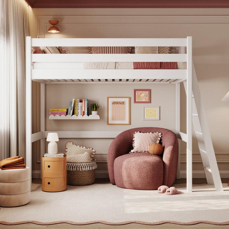 N02 Wooden Loft Bed in Custom RAL/NCS Color – Solid Wood, Nizio