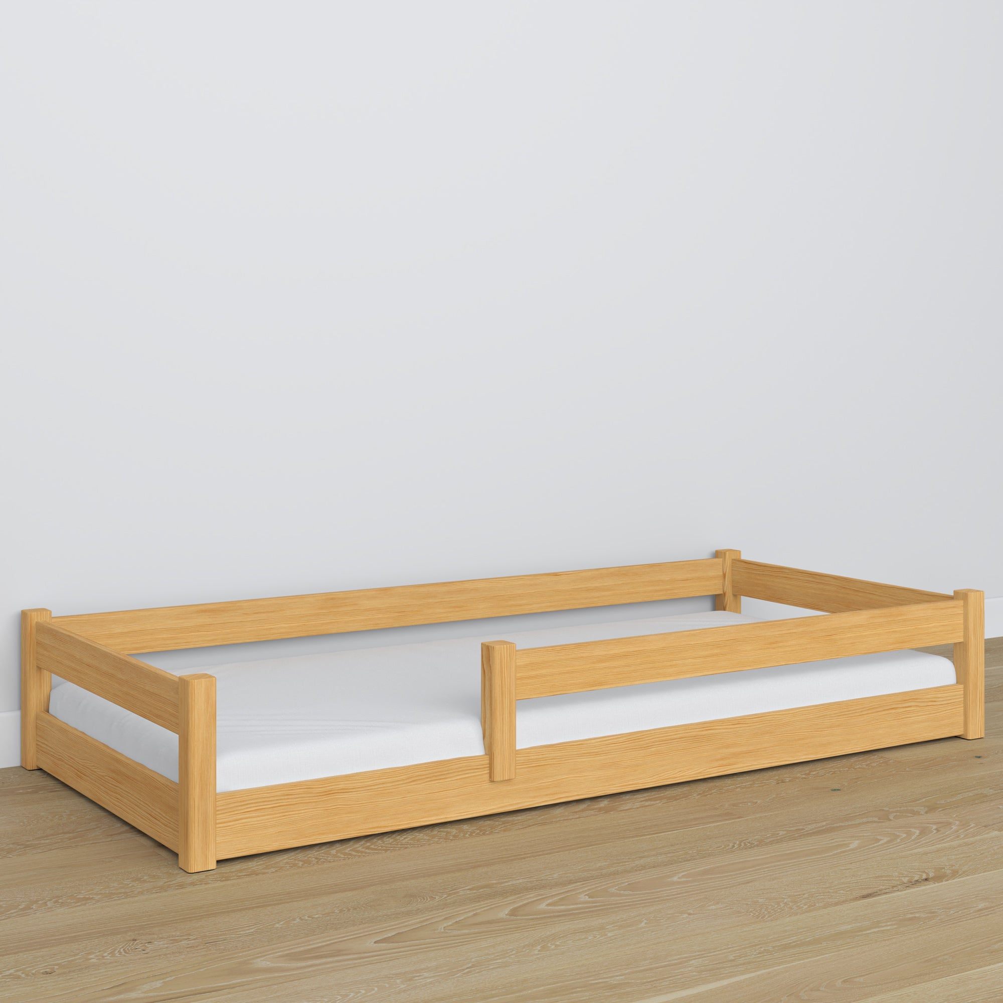 Low Wooden Natural Pine Bed – Joint Details, Nizio Home