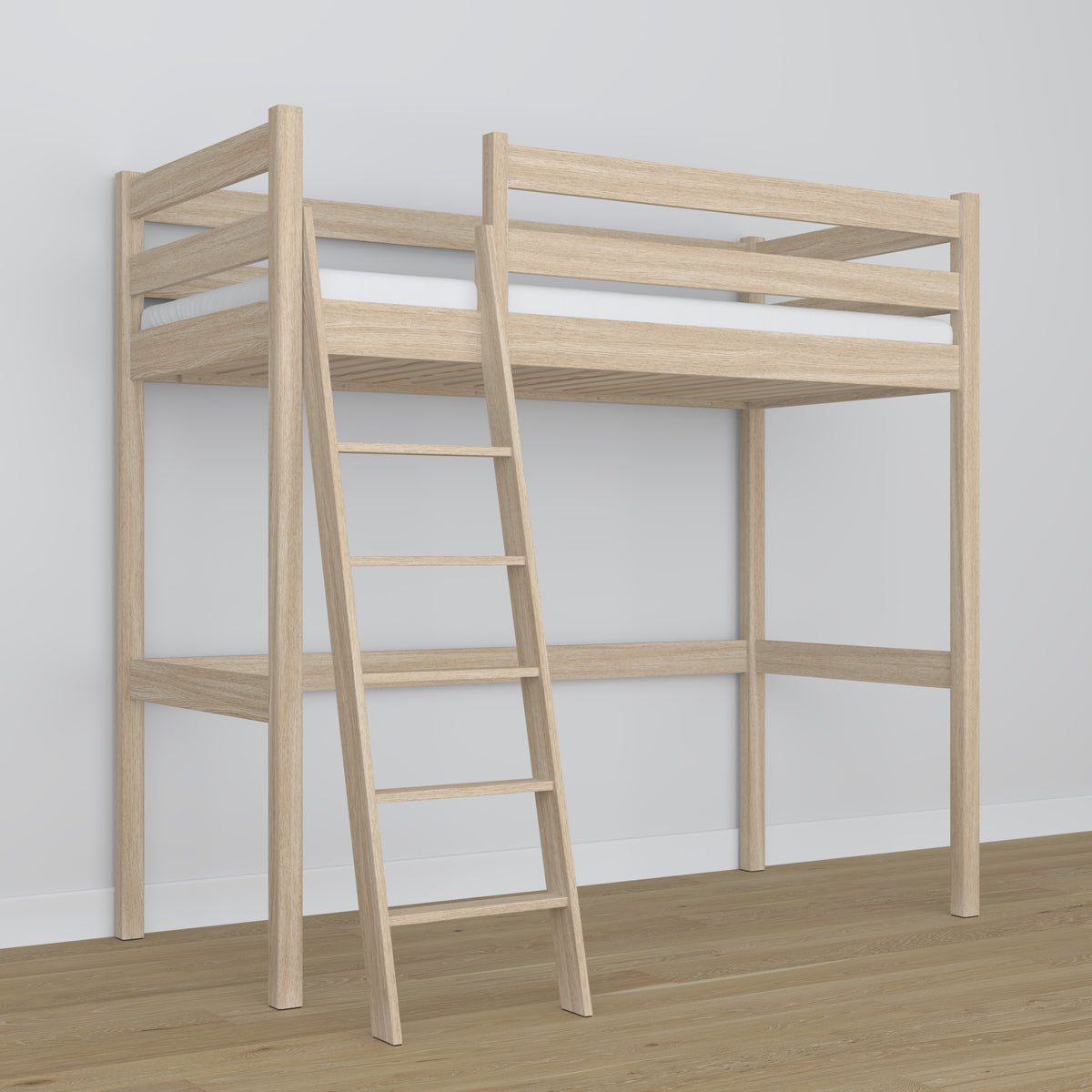 Loft bed bleached oak oak – dimensions and diagram, Nizio
