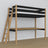 Loft bed with desk black/oak wooden – dimensions, Nizio Home