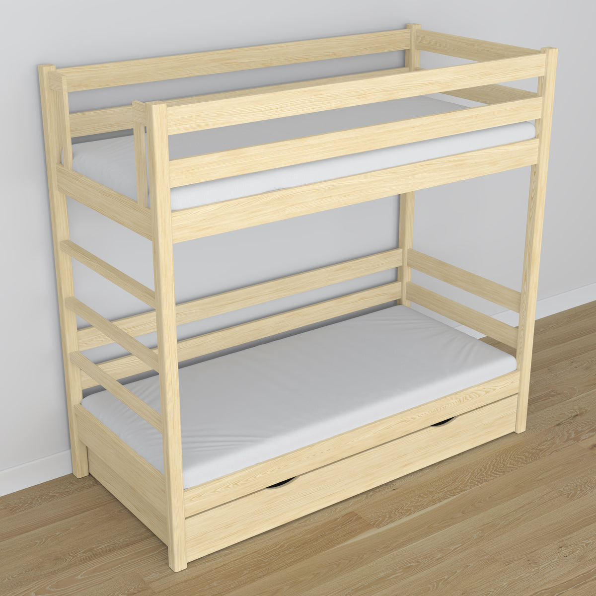 Clear Pine Wooden Bunk Bed – Ladder and Joint Details, Children’s Room