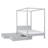 Bed grey with canopy and drawer – side view, wooden