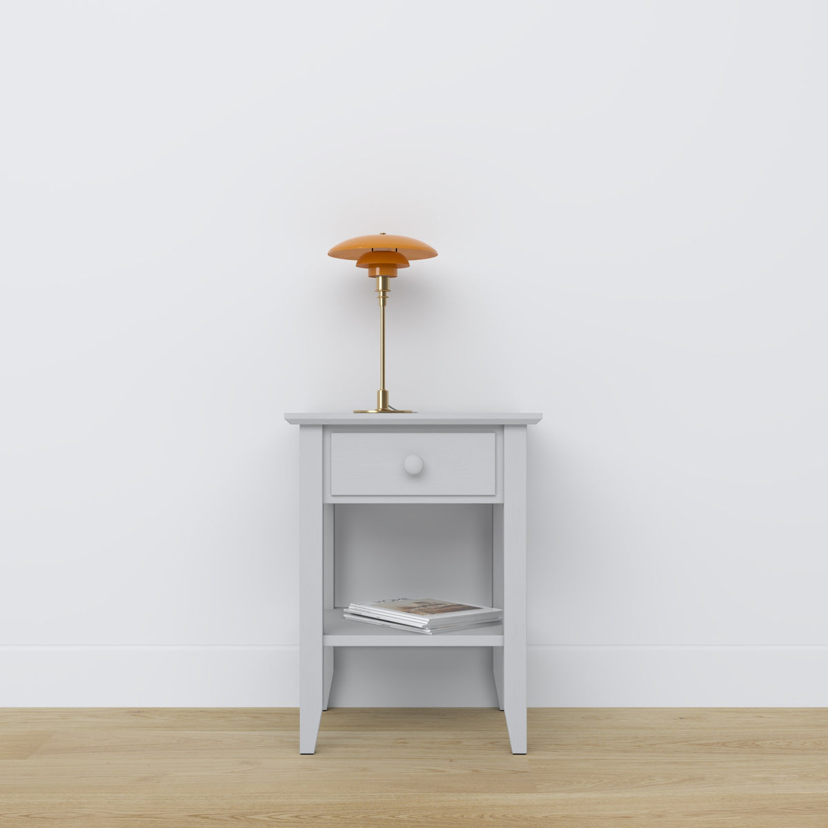 Bedside table with drawer N01 wooden grey – bedroom, Scandinavian style
