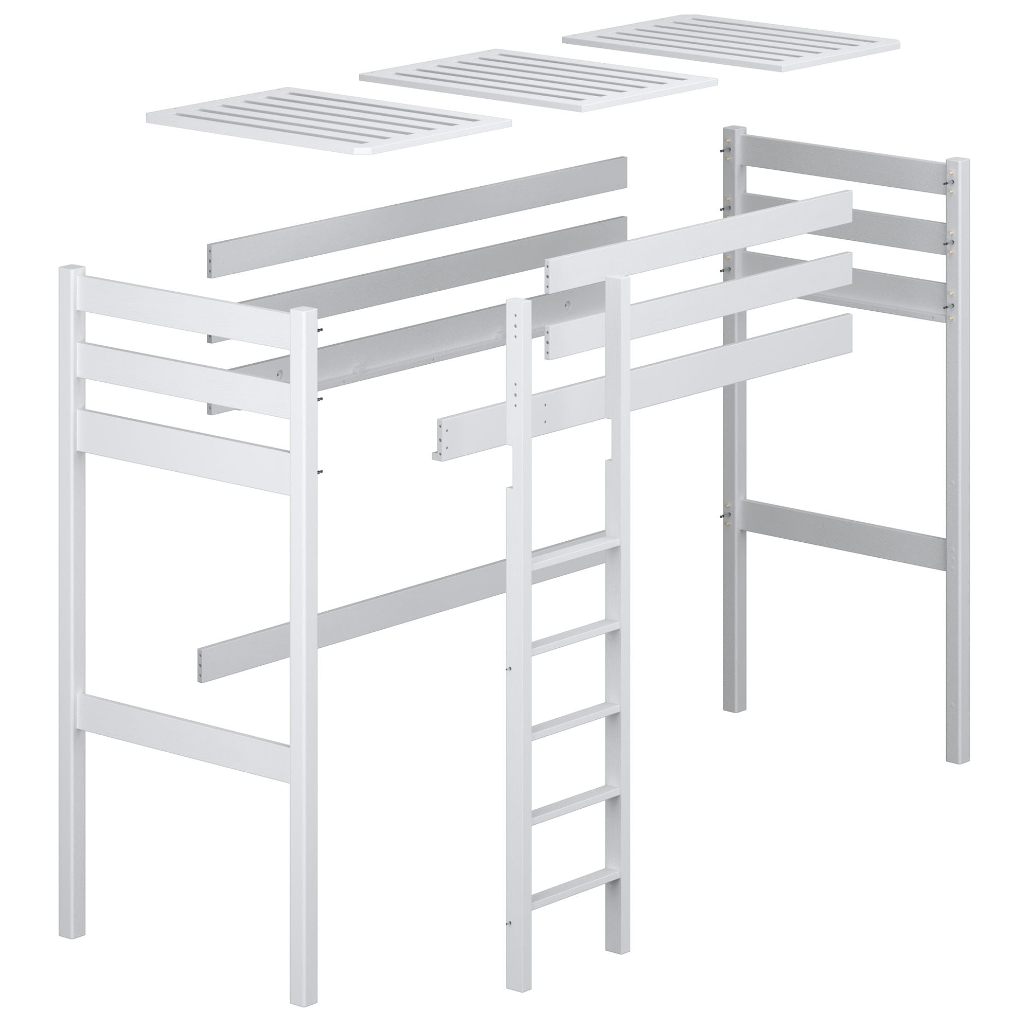 Loft bed natural oak oak – dimensions and diagram, Nizio