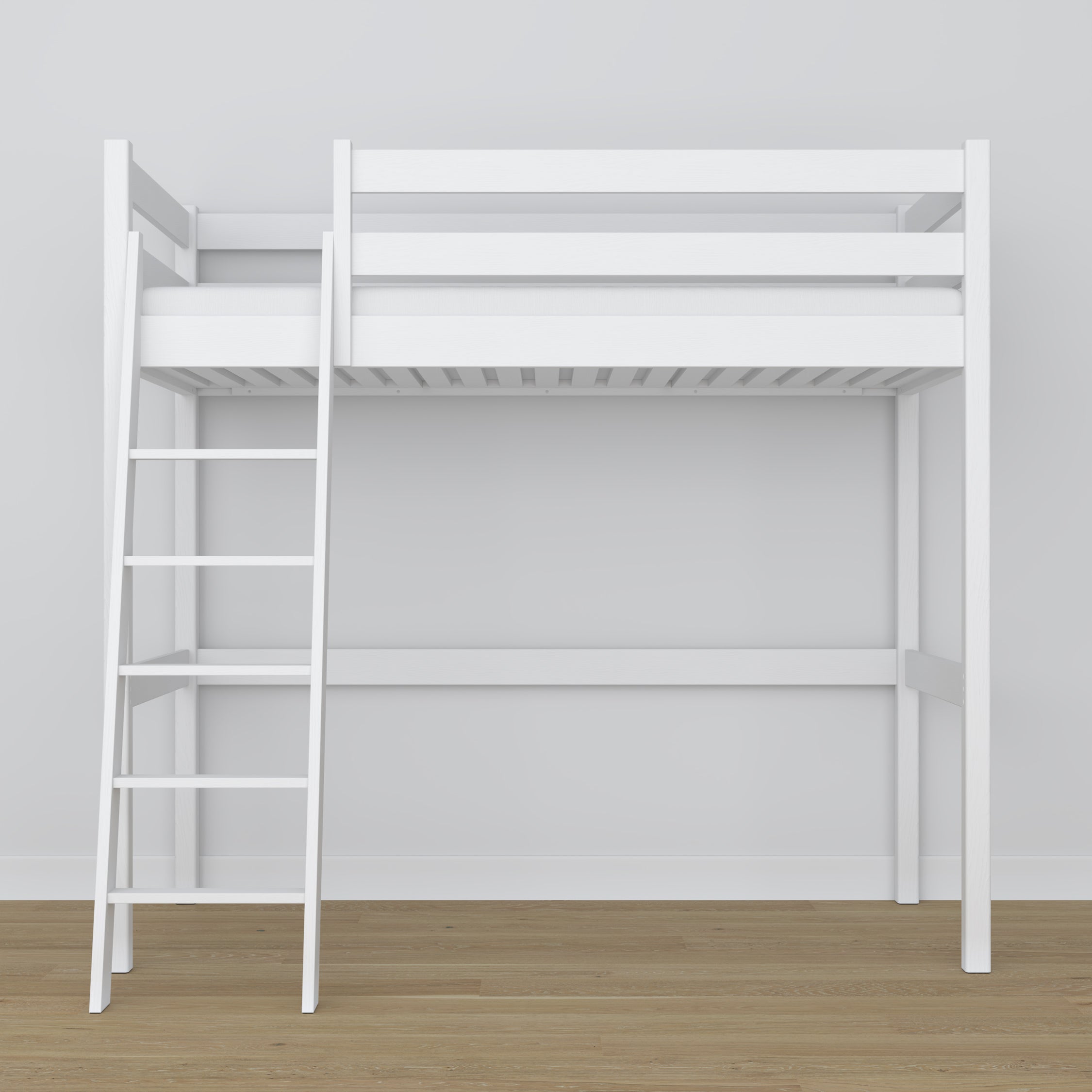 Loft bed white wooden – dimensions and diagram, Nizio