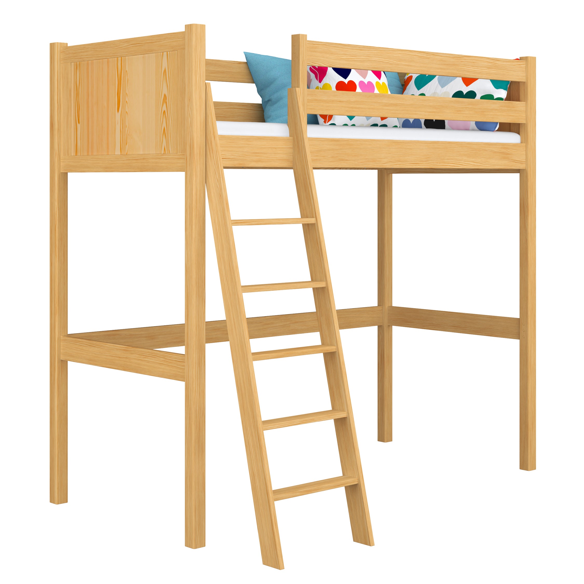 Natural Pine Wooden Loft Bed – Children’s Room, Solid Wood, Scandi Style