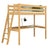Natural Pine Wooden Loft Bed with Desk – Children’s Room, Scandi Nizio