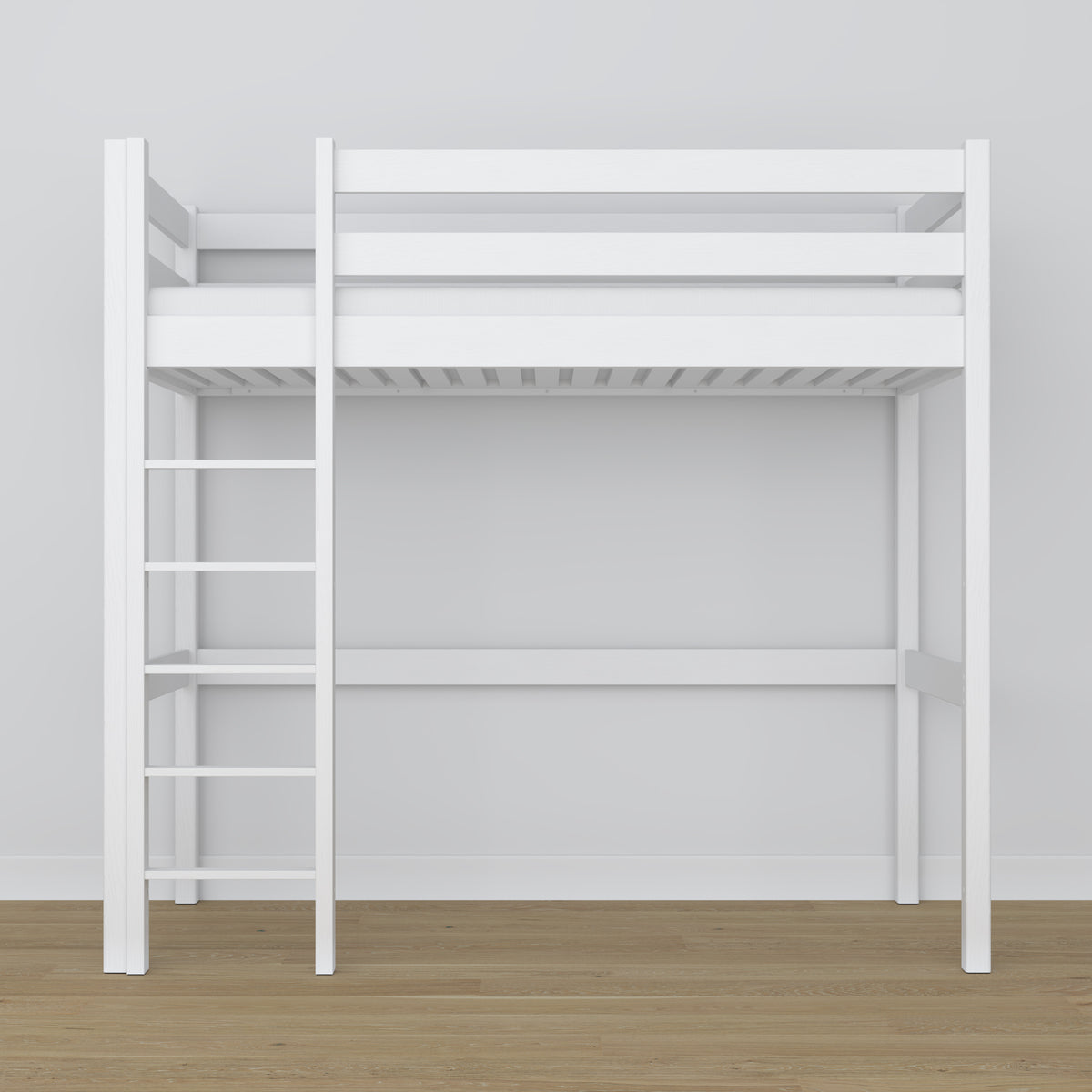 White Wooden Loft Bed – Ladder and Joint Details, Nizio Home
