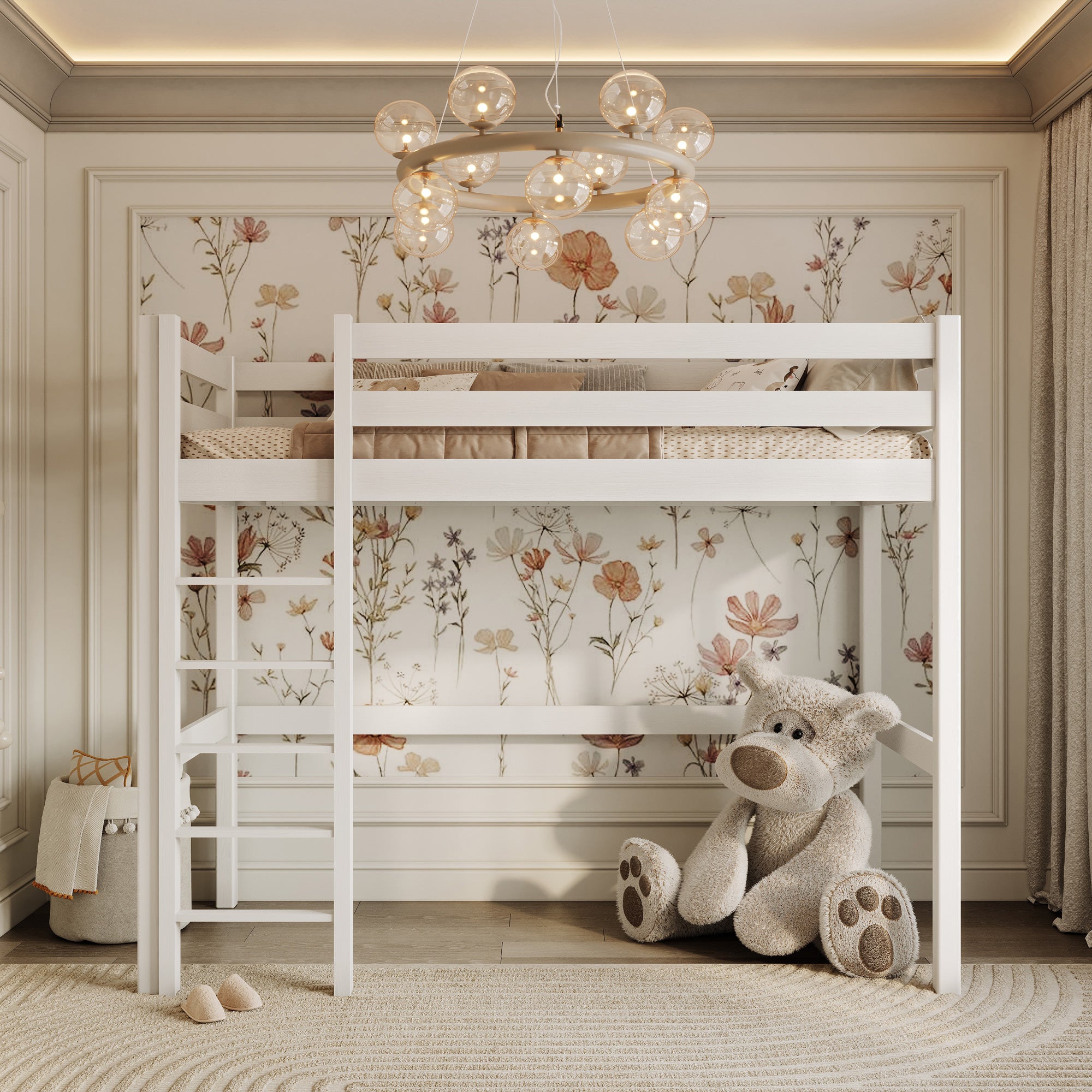 N05 Wooden Loft Bed in Custom RAL/NCS Color – Solid Wood, Nizio