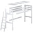 Loft bed white – wooden posts and joints, close-up on quality