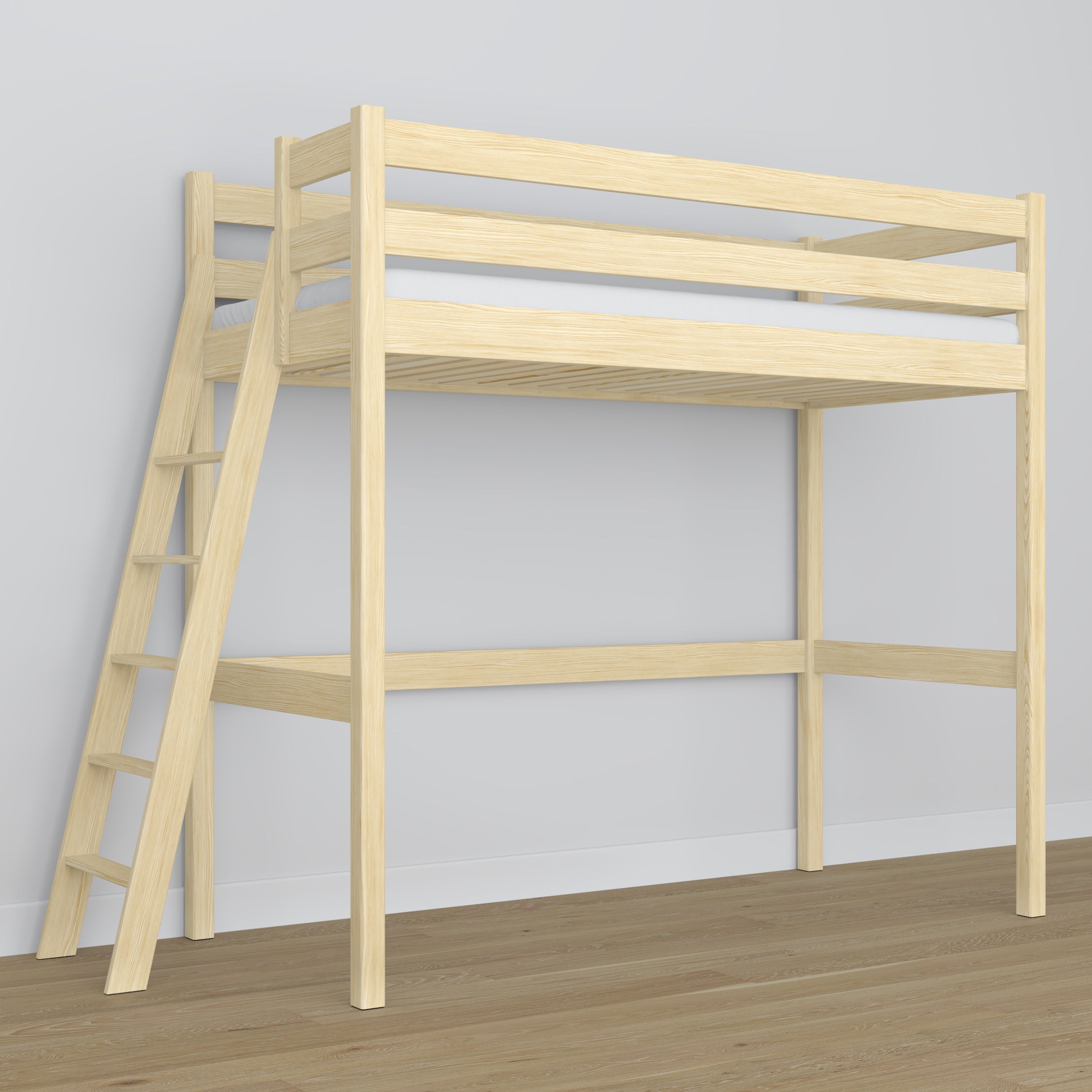 Clear Pine Wooden Loft Bed – Ladder and Joint Details, Nizio Home