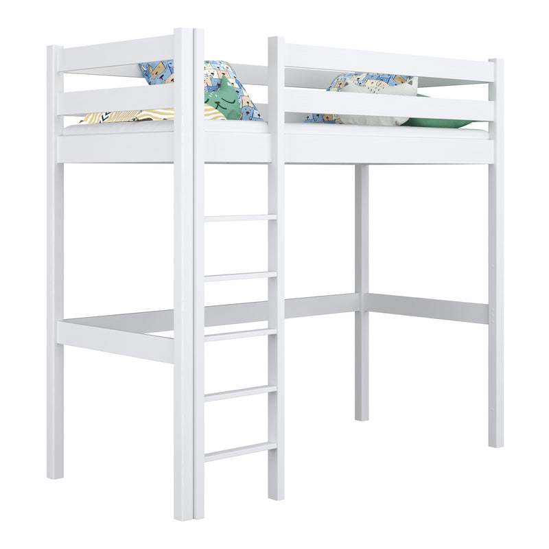 White Wooden Loft Bed – Children’s Room, Solid Wood, Scandi Style