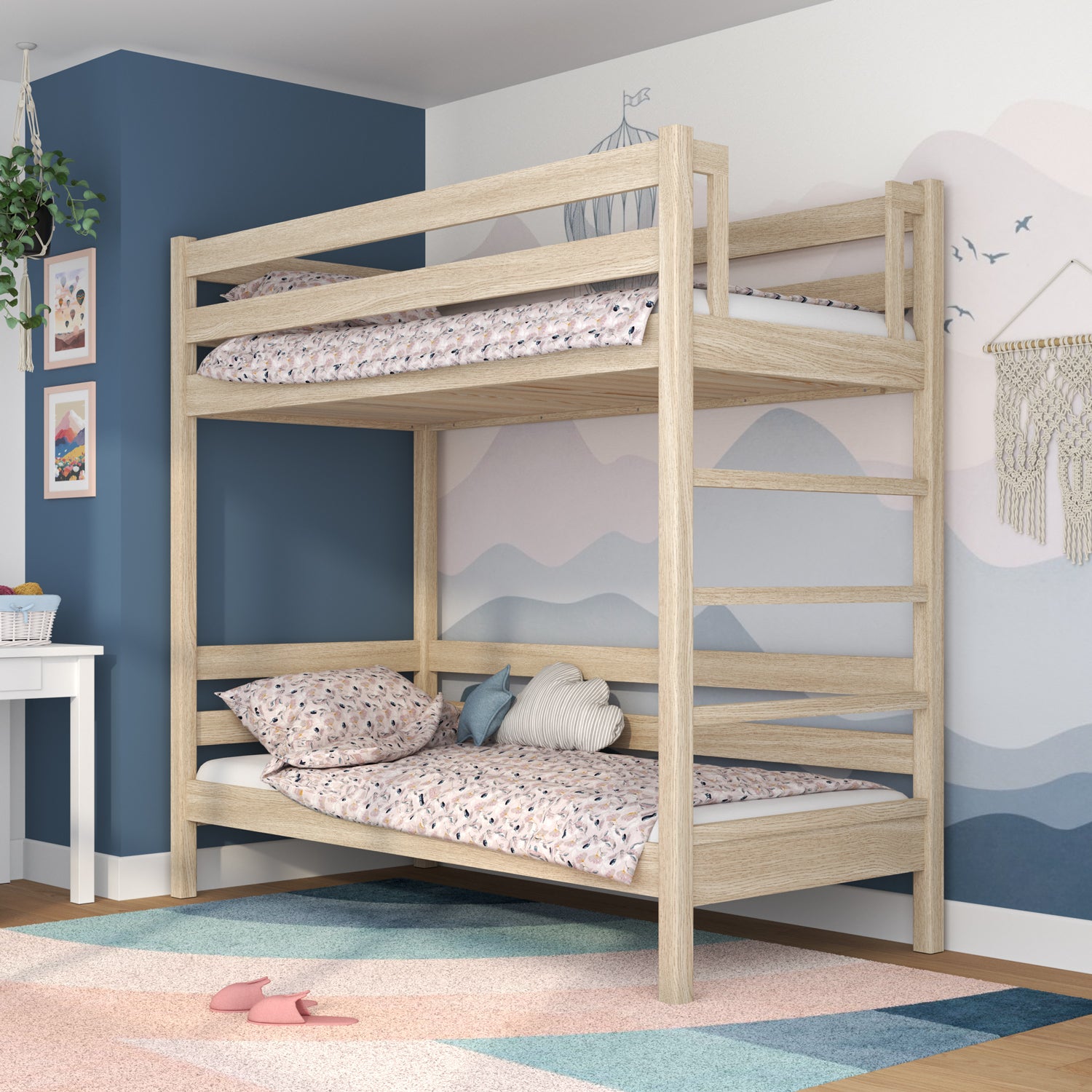 Oak Bunk Bed Bleached Oak – Two Sleeping Areas in One, Safe Construction