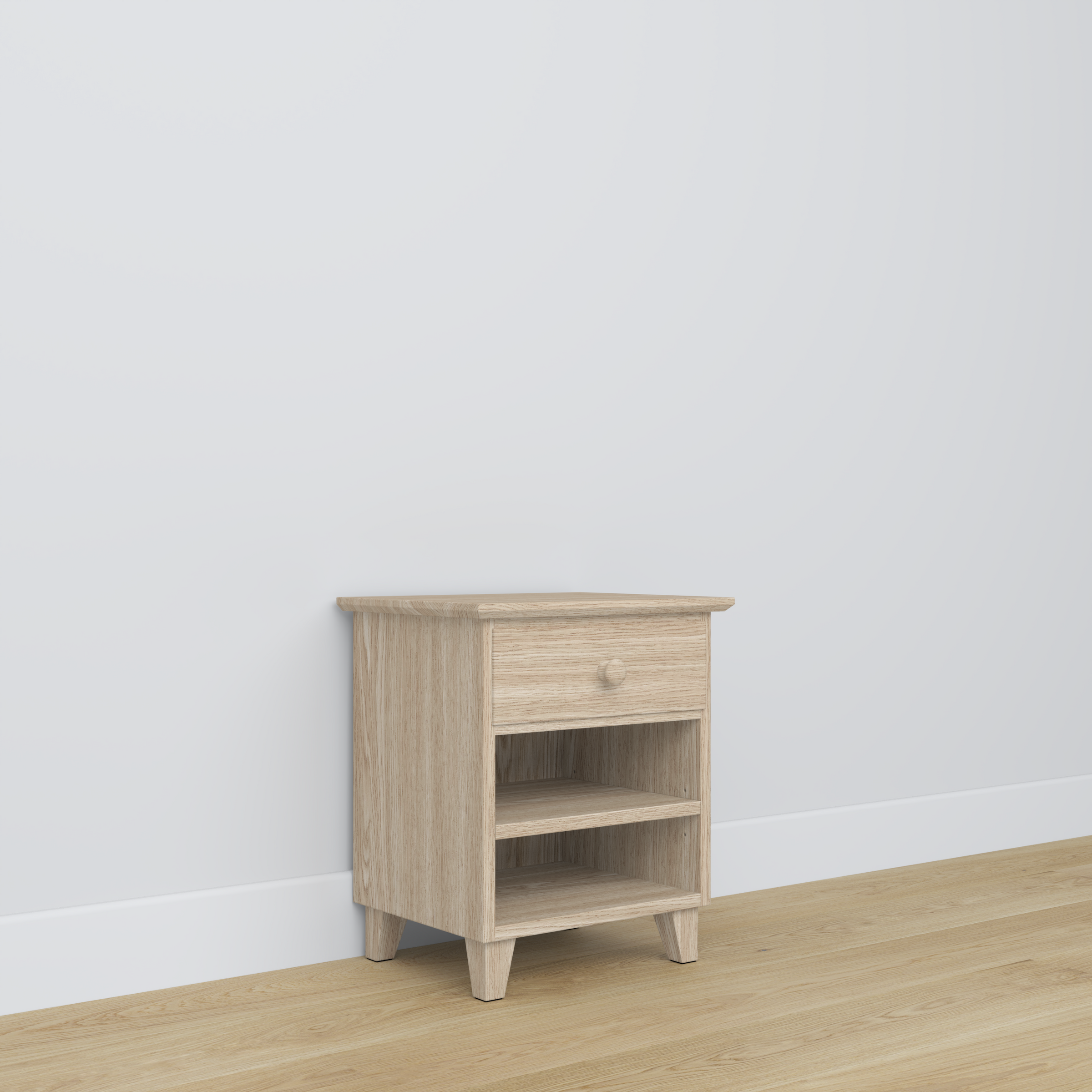 Oak bedside table 1S N02 Scandi oak bleached