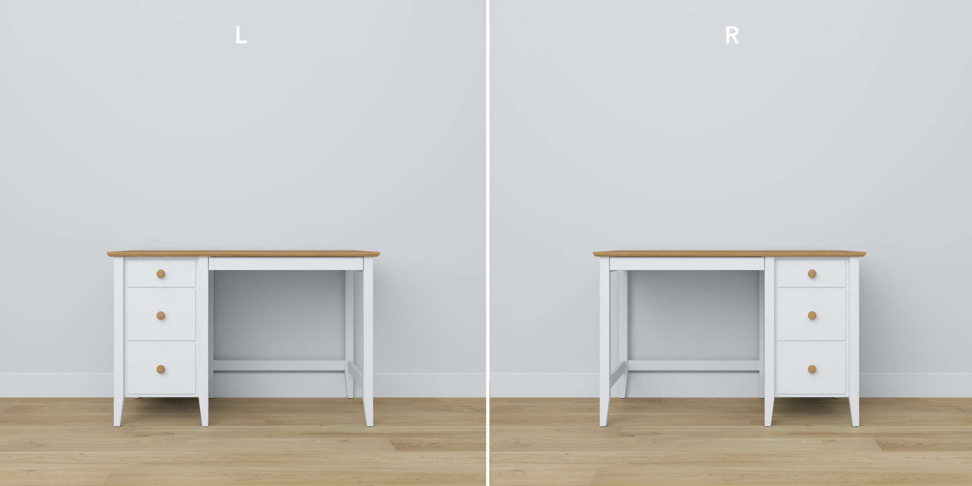 Wooden desk 3S Scandi white / natural oak
