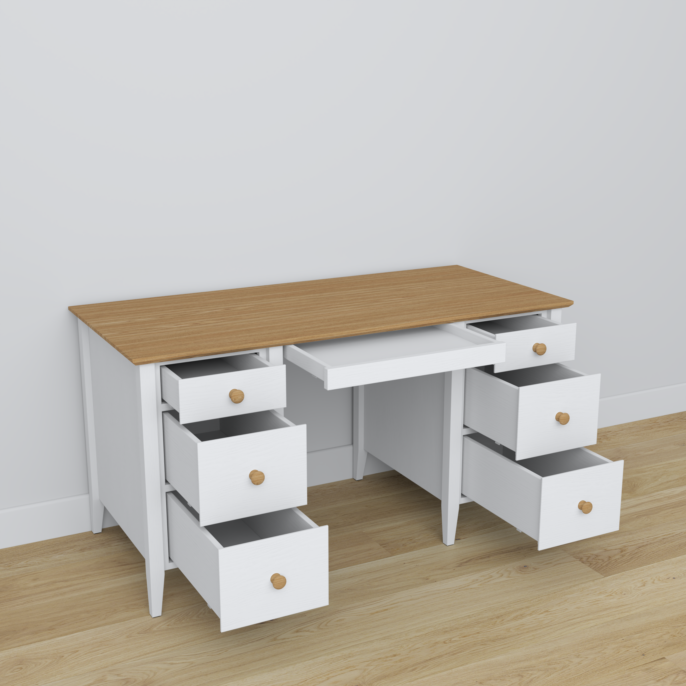 Wooden desk 6S Scandi white / natural oak