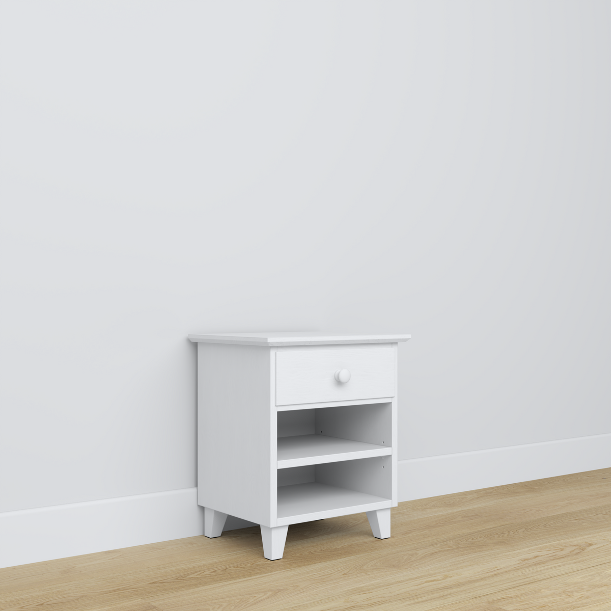 Wooden bedside table 1S N02 Scandi white