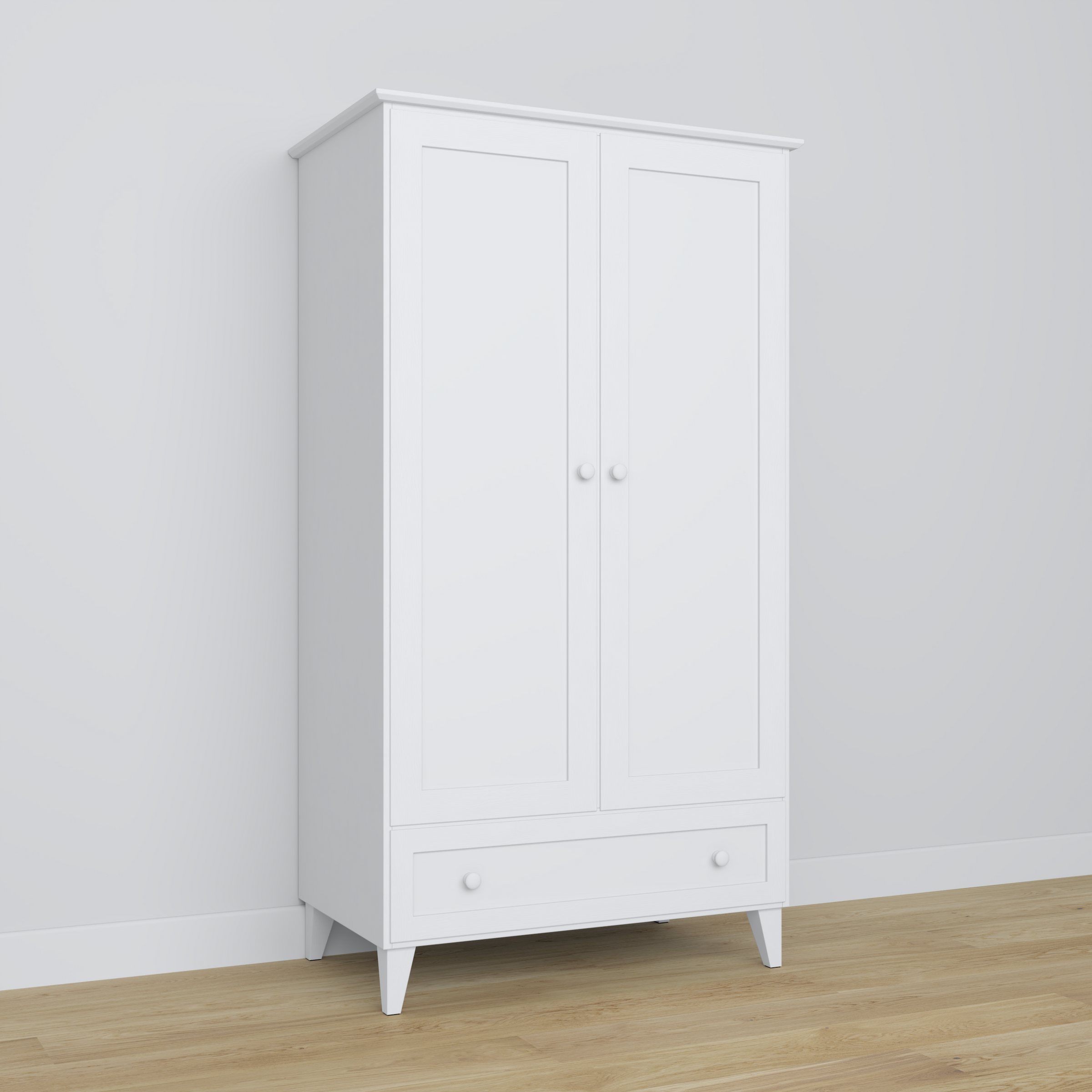 Wooden wardrobe 2D1S Scandi white