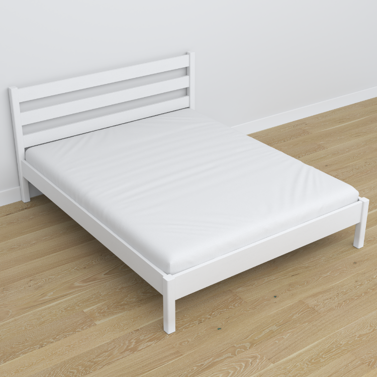 Double bed white in bedroom – bedding arrangement with bedding, scandi style
