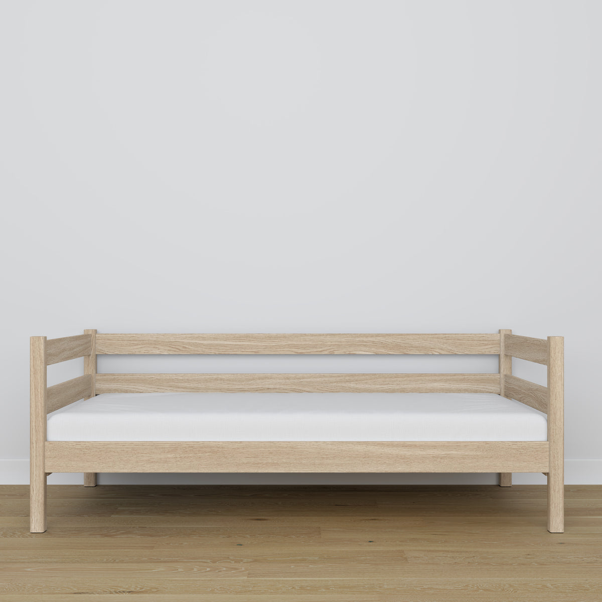 Łóżko sofa dębowe dąb bielony – detale drewna i złączeń, Nizio Home